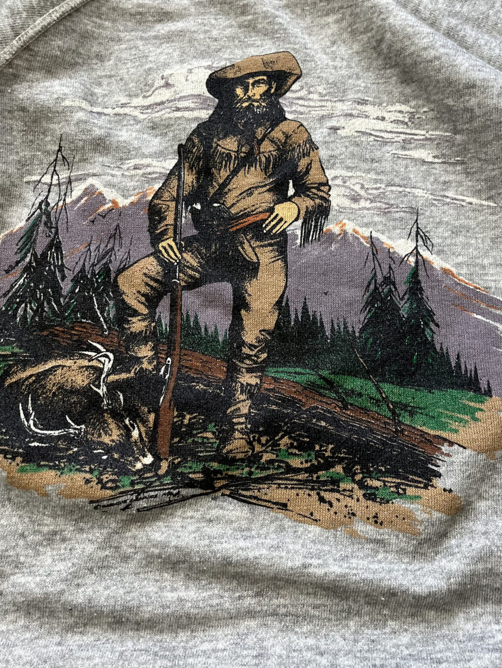 True Vintage 80s Native Explorer Graphic Crewneck Sweatshirt Gray Medium Western - Picture 2 of 10